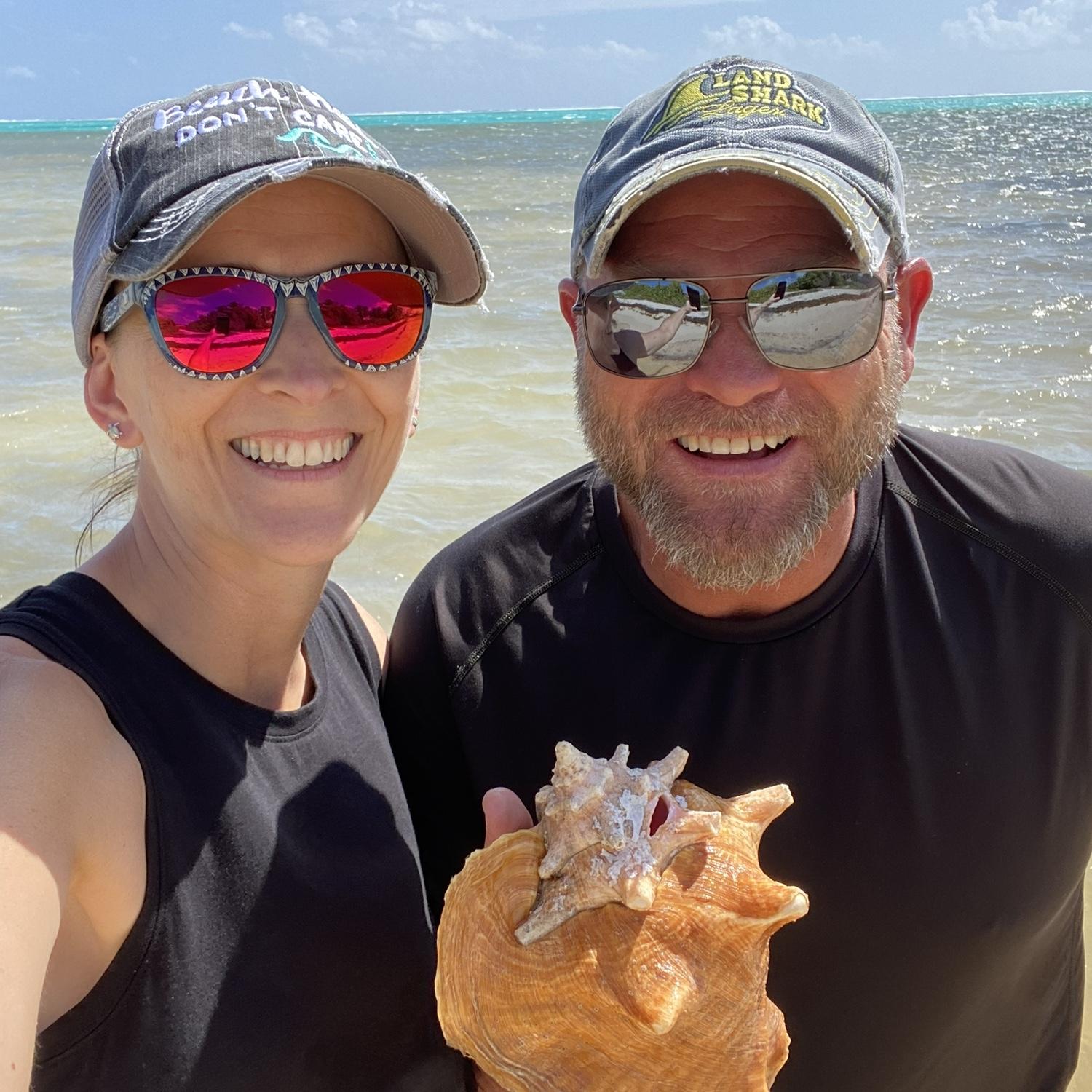 We found a conch that washed up on the beach!
