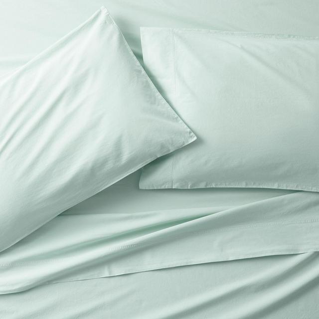 Washed Organic Cotton Light Blue King Sheet Set
