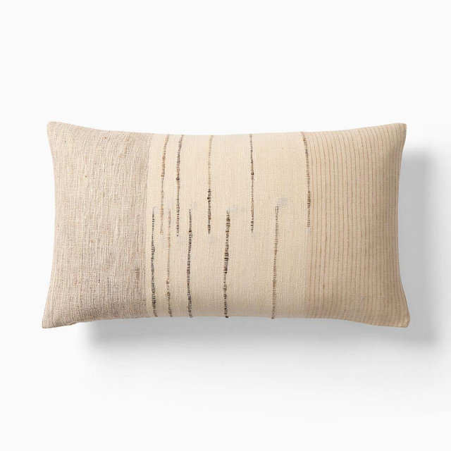 Split Mixed Woven Landscape Pillow Cover, 12x21, Sand