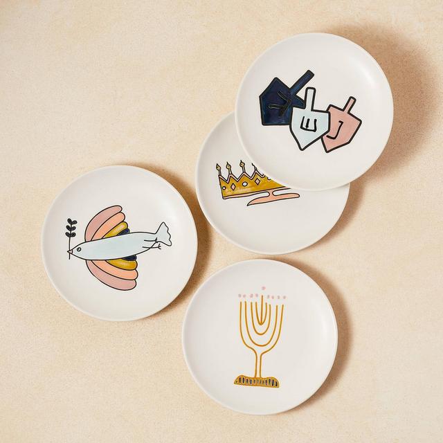 6" 4pk Stoneware Hanukkah Appetizer Plates - Opalhouse™ designed with Jungalow™
