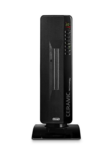 De'Longhi Ceramic Tower Heater, Quiet 1500W, Digital Adjustable Thermostat, 3 Heat Settings, Timer, Remote Control, ECO Energy Saving Mode, Safety Features, 27", Black, TCH8093ERSB