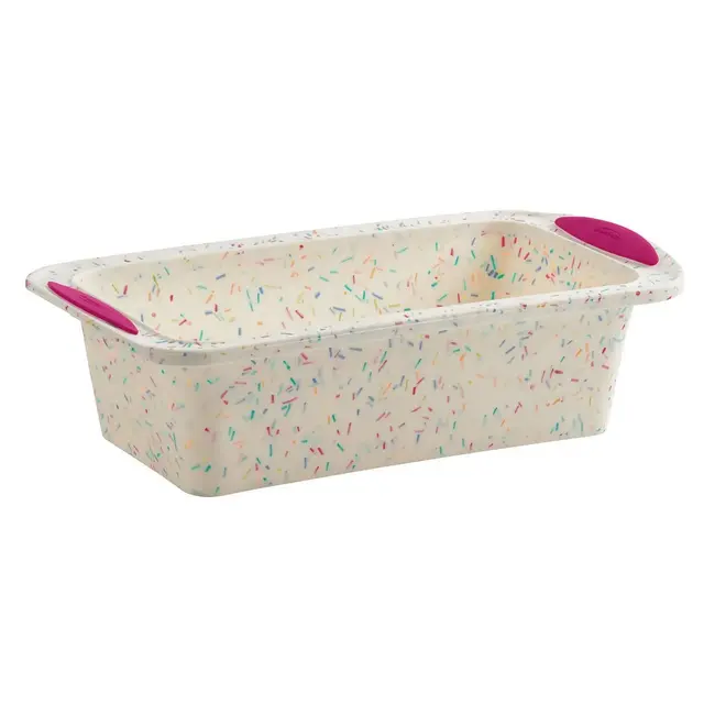 Trudeau Structure Silicone 8.5 x 4.5 Inch Loaf Pan, Confetti/Fuchsia