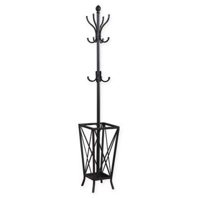 Metal Coat Rack with Umbrella Holder in Dark Grey