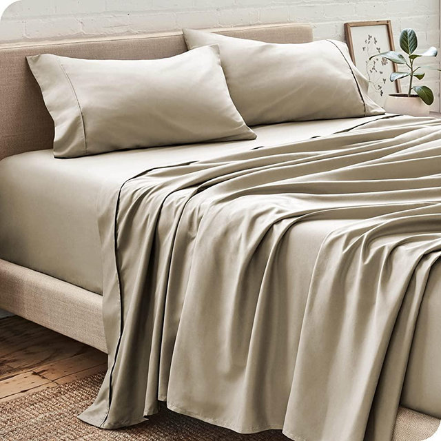 Bare Home California King Sheet Set - 1800 Ultra-Soft Microfiber Cal King Bed Sheets - Double Brushed - Deep Pockets - Easy Fit - 4 Piece Set - Bed Sheets (California King, Sand)
