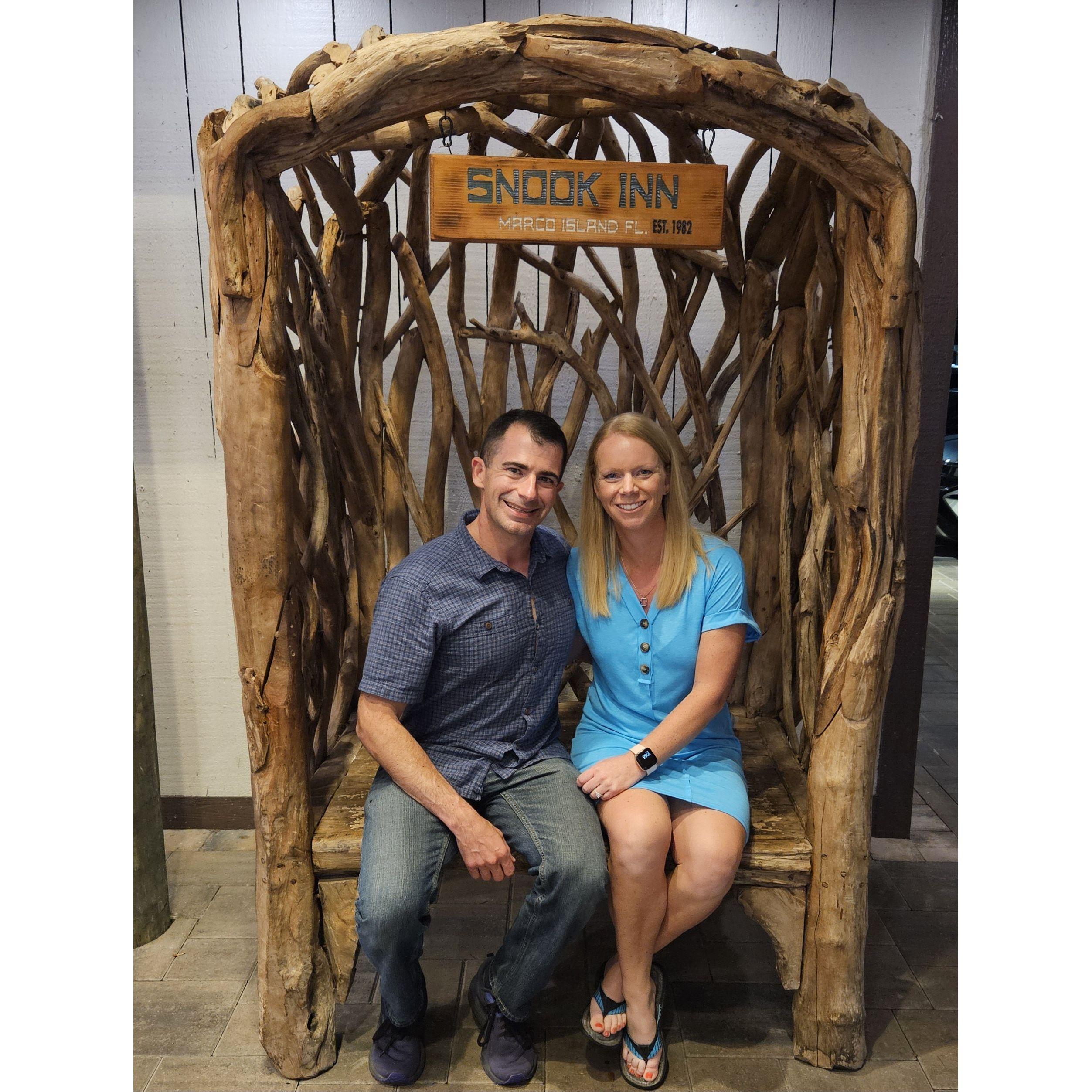 Our engagement celebration dinner at Snook Inn