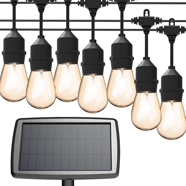 MagicPro Solar String Lights, 15 LED Light Bulbs Solar String Light Waterproof Heavy Duty Outdoor Solar Lights 44 Ft for Garden Yard Deck Warm White