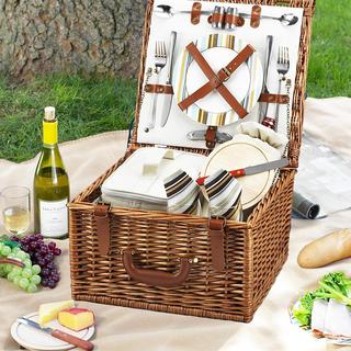 2-Person English Style Willow Picnic Hamper with Coffee Set