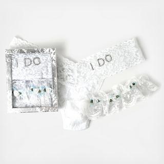 2-Piece "I Do" Low Rise Thong & Garter Set