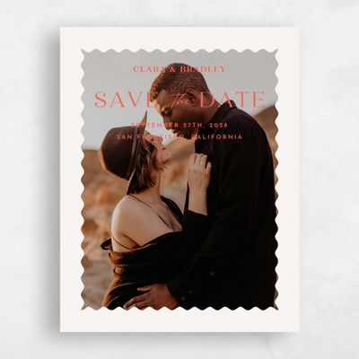 Coral, Pink Wedding Save the Date - Petra Photo