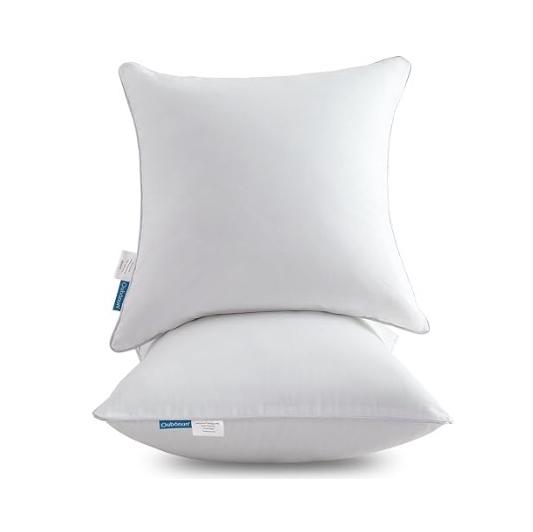 Oubonun 18"x18" Pillow Inserts (Set of 2) - Throw Pillow Inserts with 100% Cotton Cover - 18 Inch Square Interior Sofa Pillow Inserts - Decorative Pillow Insert Pair - White Couch Pillow