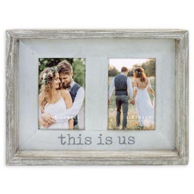 Sixtrees Two-Photo 4-Inch x 6-Inch This Is Us Rustic Farmhouse Frame in Grey/White