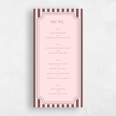 Soft Pink Wedding Menu - Plateau