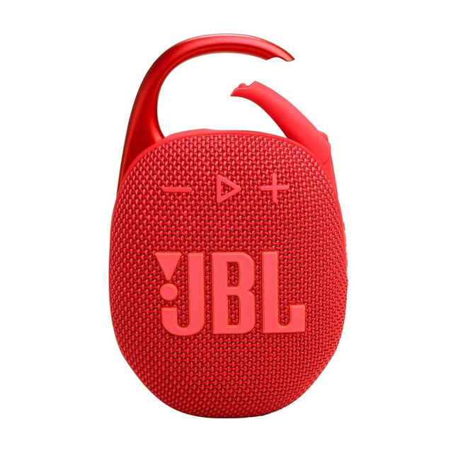 JBL Clip 5 - Ultra-Portable, Waterproof & Dustproof Bluetooth Speaker, Big Pro Sound with punchy bass, Integrated carabiner, Up to 12 Hours of Play, Made in part with recycled materials (Red)