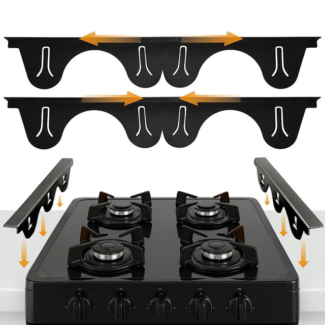 Linda’s Essentials Stainless Steel Stove Gap Covers (2 Pack) Adjustable Length 13.8" to 27.5" Stove Gap Covers Stainless Steel, Steel Adjustable Stove Gap Covers, Counter, Oven & Stove Gap Filler