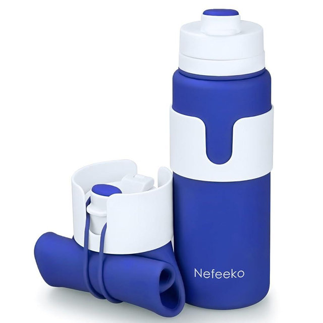 Nefeeko Collapsible Water Bottle, BPA Free 26oz Foldable Water Bottle for Travel Sports, Leak-Proof Spill-Proof Portable Water Bottles with Carabiner, Lightweight