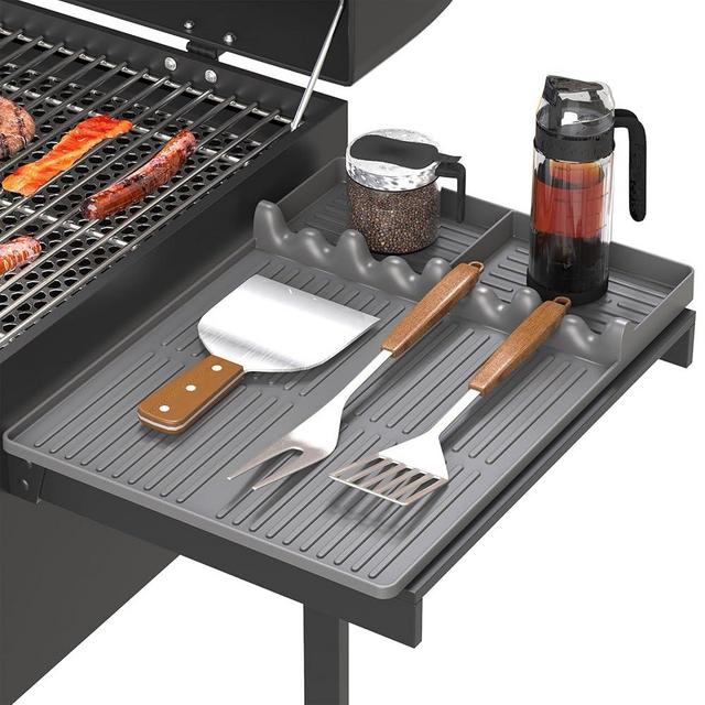 Griddle Mat Compatible with Blackstone, Silicone Grill Tools Mat with Drip Pad, Spatula Mat for Outdoor Grill, Side Shelf Mat Grill Pad (Grey)