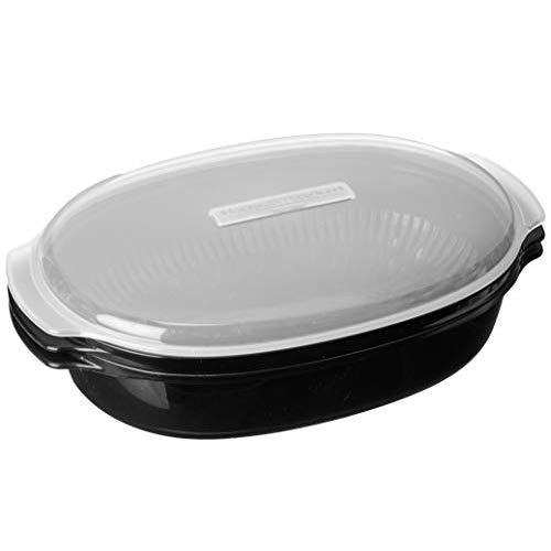 Whirlpool W10660052 Microwave Steaming Container, 13 3/4" x 8 1/2" x 5 1/4", Black