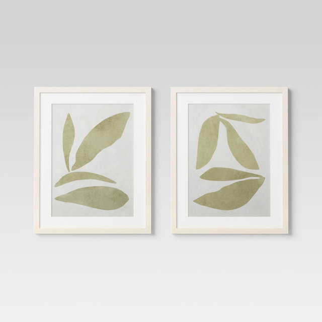 16" x 20" Leaf Framed Wall Art Set Natural - Threshold™