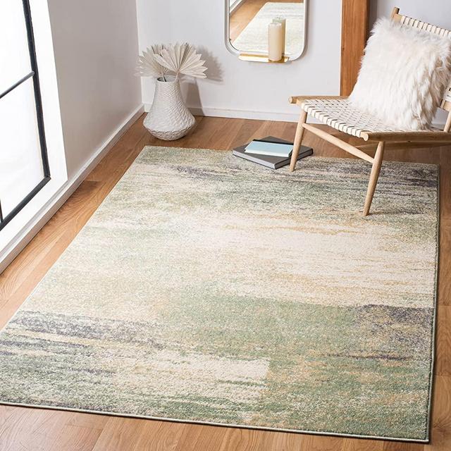 SAFAVIEH Adirondack Collection 5'1" x 7'6" Ivory/Sage ADR112W Modern Abstract Non-Shedding Living Room Dining Bedroom Area Rug