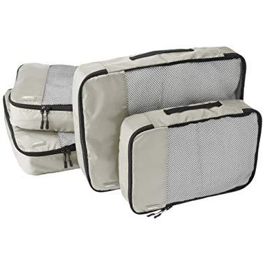 AmazonBasics 4 Piece Packing Travel Organizer Cubes Set - 2 Medium and 2 Large, Grey