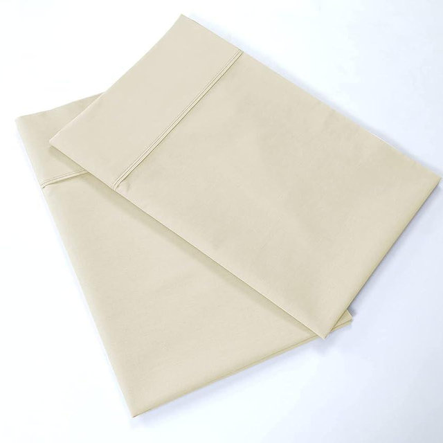 Lasimonne 250 Thread Count Cotton Pillowcases,2 Standard/Queen Pillowcases, 100% Pure Combed Cotton Luxury Sateen Weave for Soft and Silky Feel (Standard/Queen, Cream)