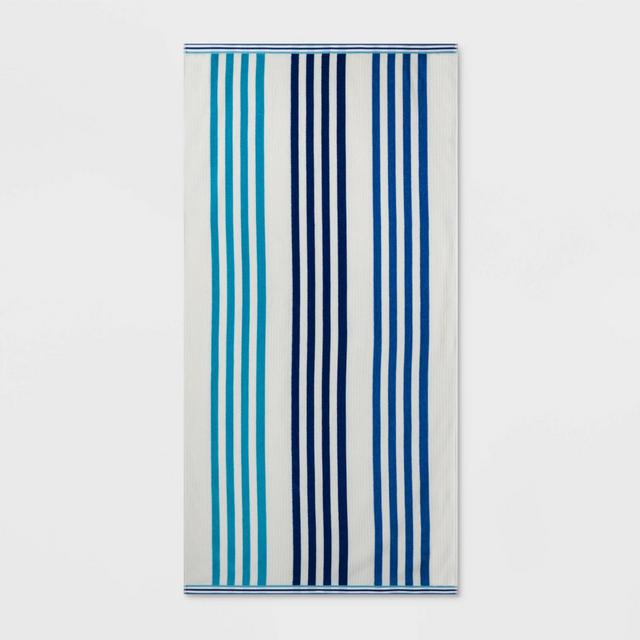 Vertical Beach Towel XL Blue Stripe - Sun Squad™