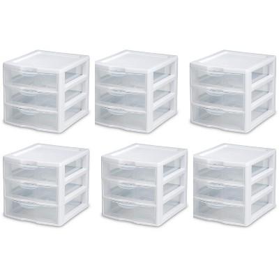 6) Sterilite 20738006 Small Compact Countertop 3 Drawer Desktop Storage Unit