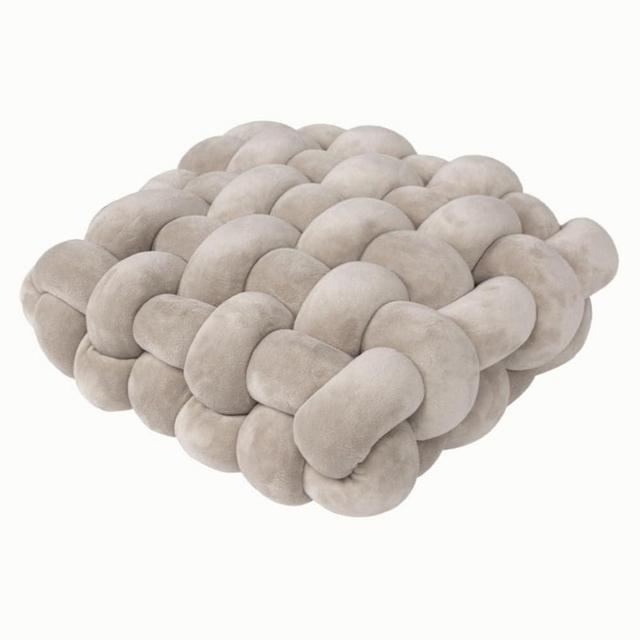 MOJUN Knot Throw Pillow Home Decoration Plush Cushion, Square Handmade Woven Knotted Pillow for Kids Room Sofa Bedroom Living Room Office Decor, Persian Grey