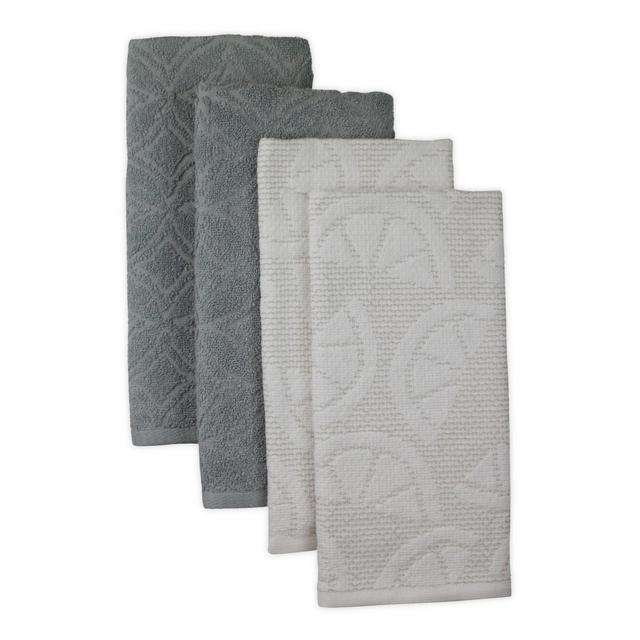 Freshee 4-Piece Sculpted Kitchen Towel Set in Grey