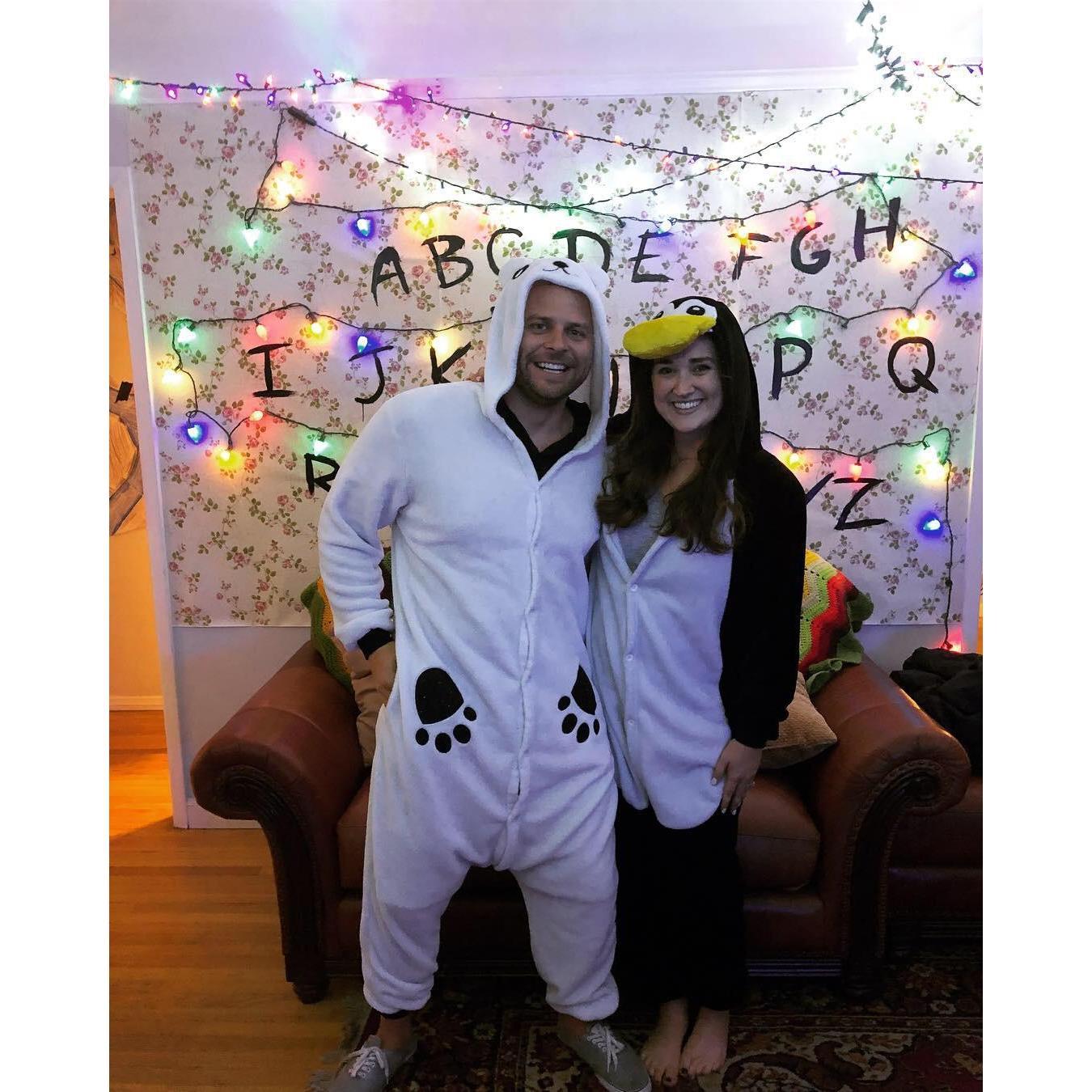 1-year after meeting, we went to a Halloween party at the same house; we're Part Animals!