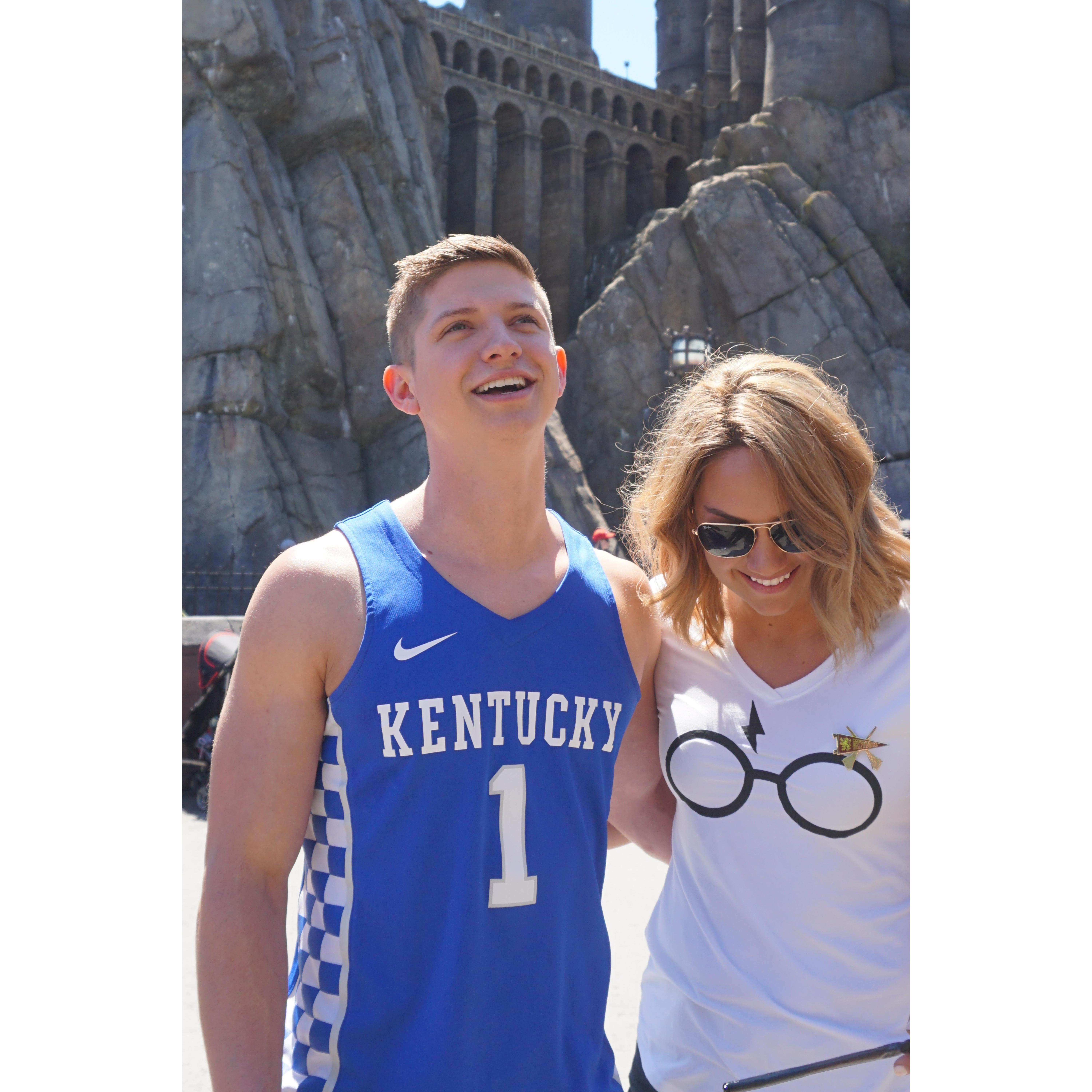 Dustin and I are both HUGE Harry Potter fans! we went to harry potter world over spring break of our senior year!