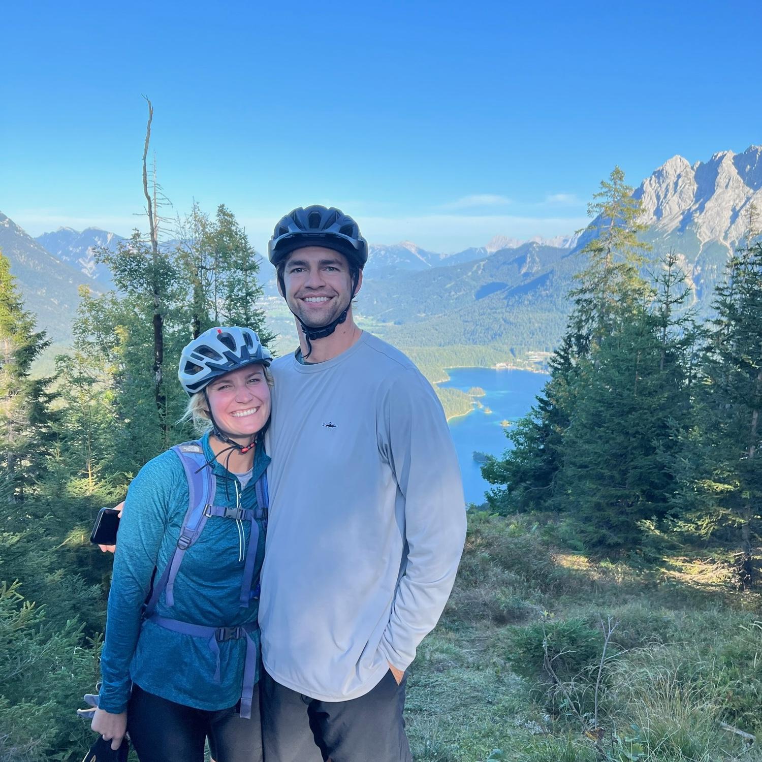 Snapped by Rachel’s dad during a MAJESTIC mountain bike ride in Germany. Below is Eibsee lake where the infamous Marks Family Poop Walk took place in 2019s
