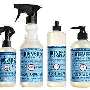 Mrs. MEYER'S CLEAN DAY Rainwater Scent Variety Pack, Liquid Hand Soap 12.5 Fl Oz, Multi-Surface Cleaner 16 Fl Oz, Room Freshener 8 Fl Oz, Dish Soap 16 Fl Oz, 1 CT