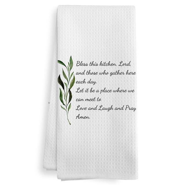 XNXLDYLH Christian Rustic Bless This Kitchen Towels, Farmhouse Religious Christian Prayer Room Home Decor, Prayer Sage Dish Hand Tea Towels for Kitchen, Religious Christian Gifts for Women, 16x24 Inch