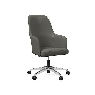 Mid-Century Leather High-Back Office Chair