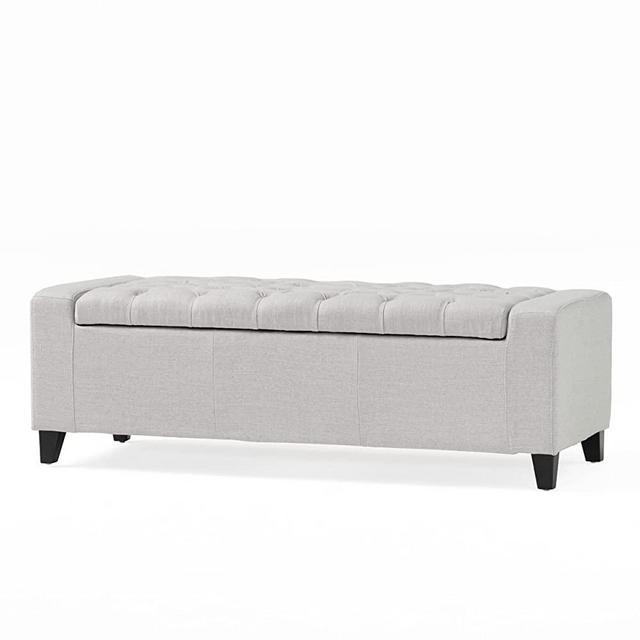Christopher Knight Home Hikaru Fabric Storage Ottoman, Light Grey
