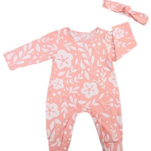 Pink and White Floral Romper