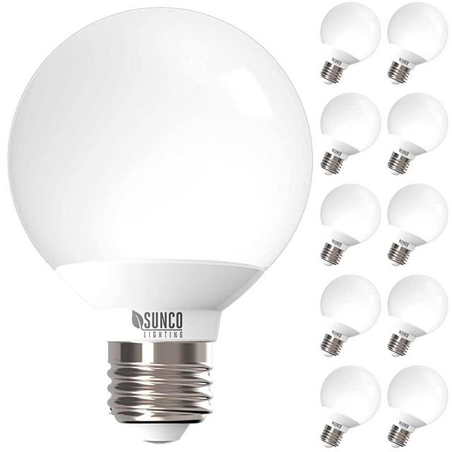 Sunco Lighting 10 Pack Vanity Globe Light Bulbs G25 LED for Bathroom Mirror 40W Equivalent 6W, 4000K Cool White, Dimmable, 450 LM, E26 Base, Round Frosted Decorative Bulb, UL & Energy Star Listed