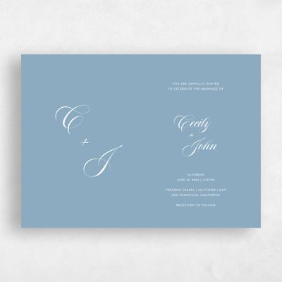 Dusty Blue Wedding Invitation - Wilmington Landscape