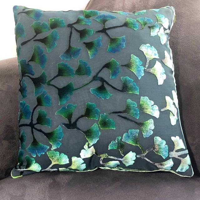 Gingko Burnout Velvet Hand Painted Pillow Cover