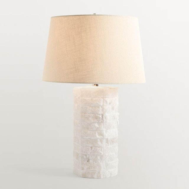 Barrett Chiseled Alabaster 25" Table Lamp, Sand