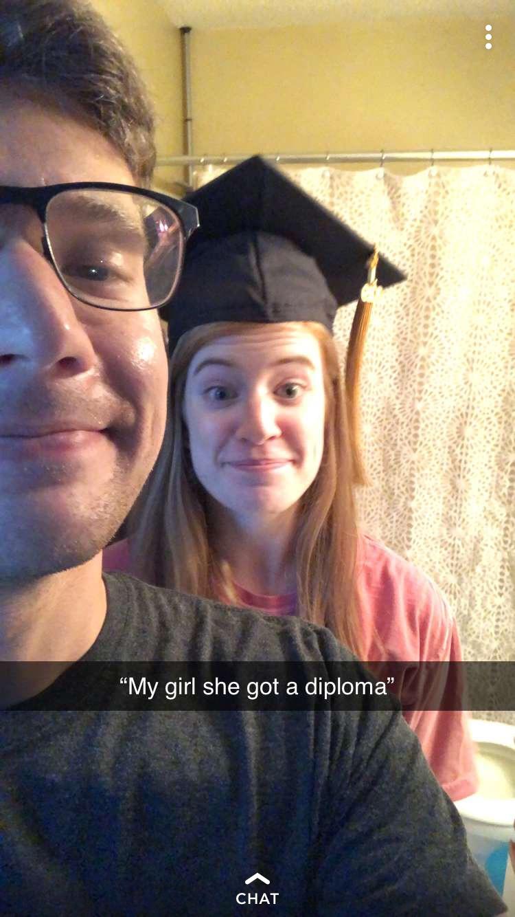 Graduated veterinary school after years of class, labs, clinics and this one's encouragement.