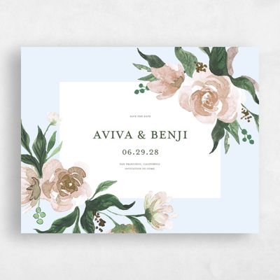 Light Sky, Blue Wedding Save the Date - Brookstone Classic
