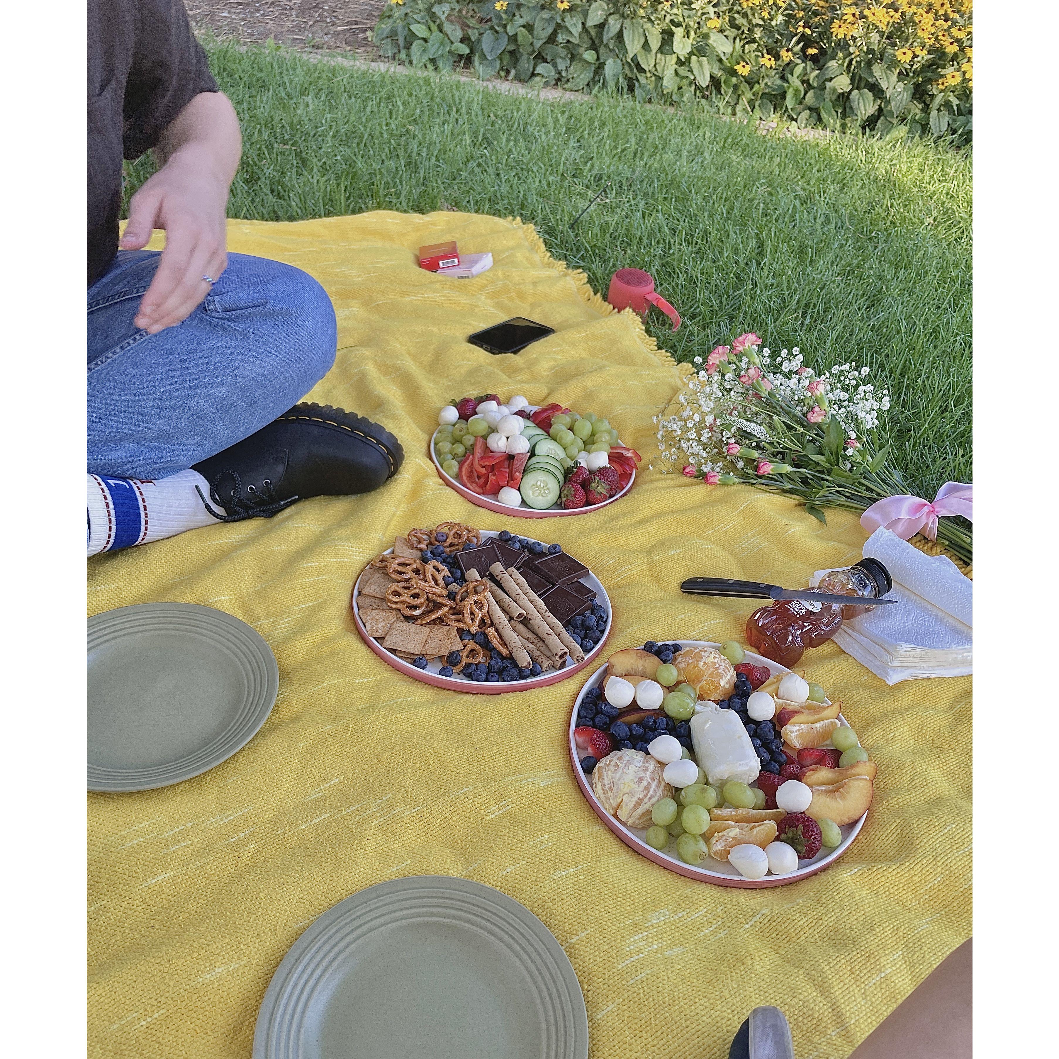 August 13th was our first date, it was a Sunday. Reed asked me to have a picnic in the park with him. I brought the flowers and something to drink. When I arrived, he had already set it all up!