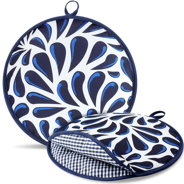 Honeydak 2 Pcs 12 Inch Tortilla Warmer Pouch, Microwavable Insulated Cloth Pouch Blue Vintage Mexican Talavera Tortillero Fabric Tortilla Keeper Taco Holder for Tortillas, Tacos, Naan, Pizza Rolls