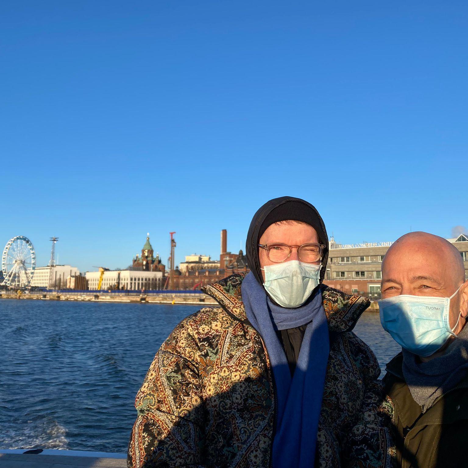 On boat with view of Helsinki, January 8, 2022