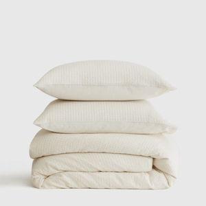 Organic Luxe Waffle Duvet Cover Set in Undyed
