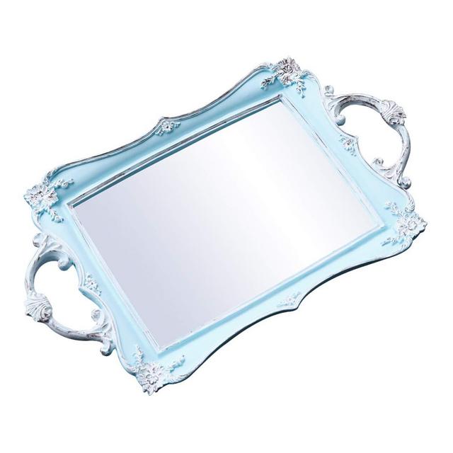 Roomfitters Decorative Mirrored Vanity Tray, Bathroom Makeup Jewelry Organizer, 15.4 x 9.3 inch -Antique French Vintage Look