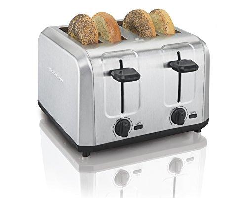 Hamilton Beach Brushed Stainless Steel 4 Slice Extra Wide Toaster with Shade Selector, Toast Boost, Slide-Out Crumb Tray, Auto-Shutoff and Cancel Button (24910)