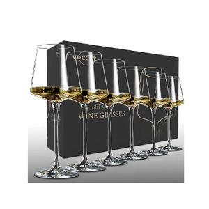 coccot Wine Glasses Set of 6,Crystal White Wine Glasses,Red Wine Glass Set, Wine Glasses Long stem,Clear Lead-Free Premium Blown Glassware (18.5oz,6 pack)